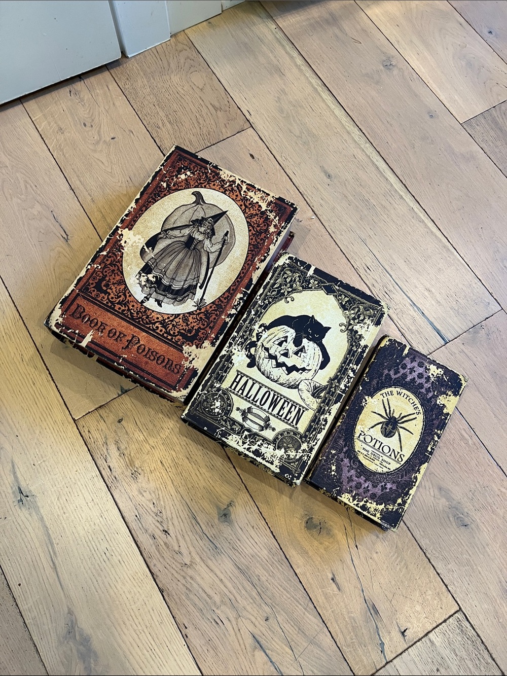 Halloween Decorative Book Boxes Set - Orange, Black, Cream - Unbranded